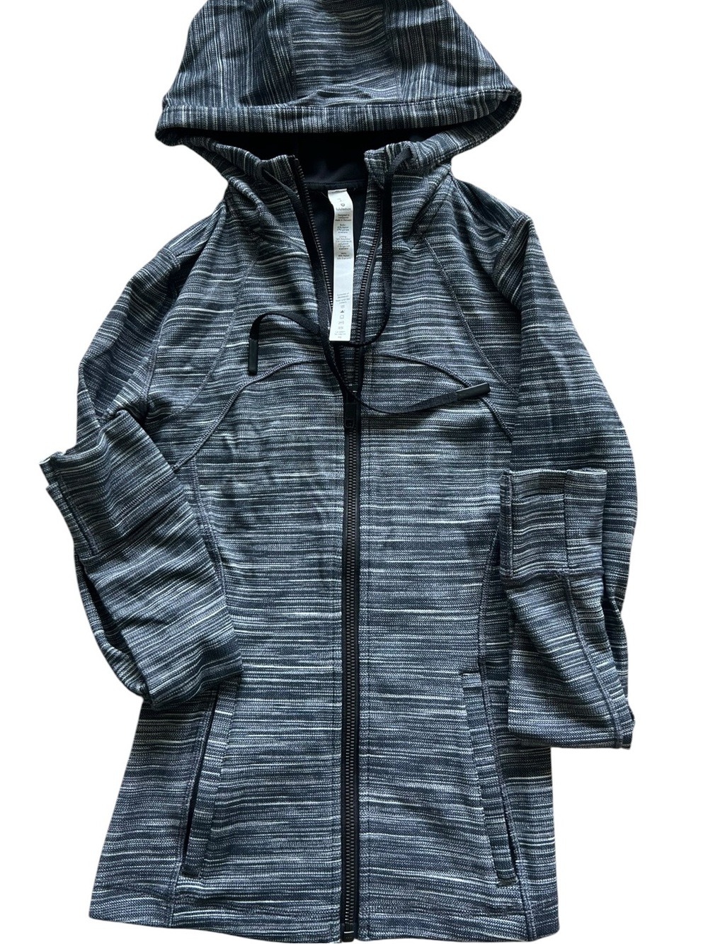Lululemon Hooded Define Jacket Nulu Heathered Black / White / Black Size 4